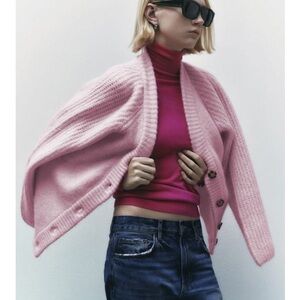 ZARA Pink Knit Cardigan